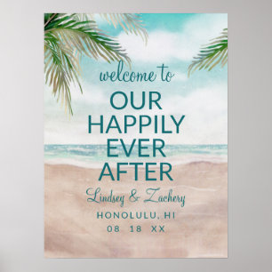 Poster Île Breeze Joyeux Jamais Après Le Panneau De Récep