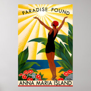 Poster Île d'Anna Maria Paradis Trouvé Voyage en Floride