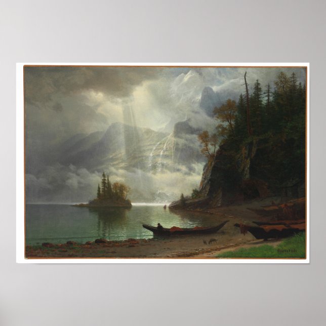 Poster Île dans le lac (huile sur toile) (Devant)