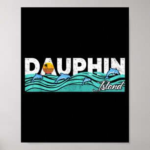 Poster Île Dauphin Alabama Vacances d'Été Vintage