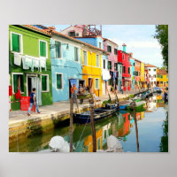 Île de Burano près de Venise, Maisons Arc en Ciel