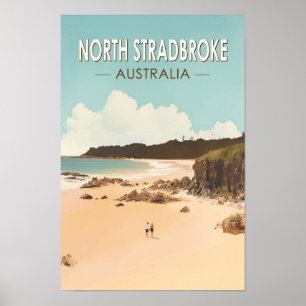 Poster Île de North Stradbroke Australie Voyage Art Rétro