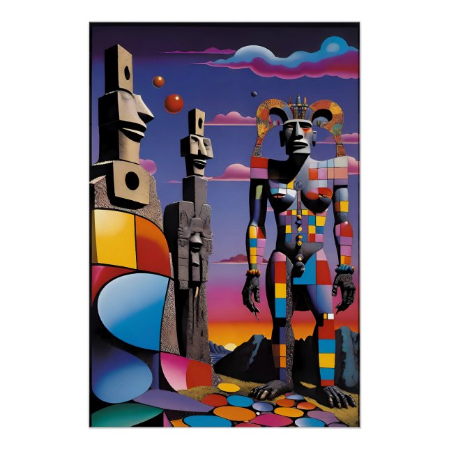 Poster Île de Pâques Bunnyman - Ken Gage Art (Devant)