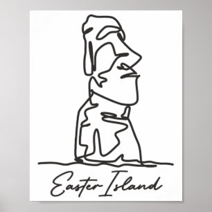 Poster Île de Pâques Isla De Pascua Polynésie Chili Statu
