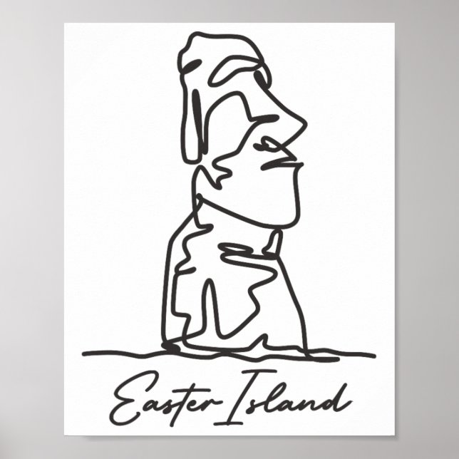 Poster Île de Pâques Isla De Pascua Polynésie Chili Statu (Devant)