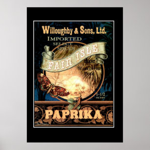 Poster Île Fair Paprika imprimé rétro vintage