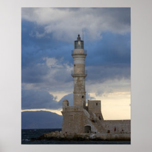 Poster Île grecque de Crète et vieille ville de Chania 