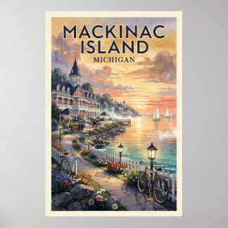 Poster Île Mackinac Michigan Voyage Rétro