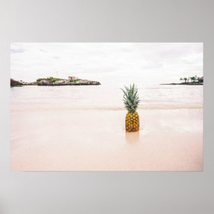 Poster Ile tropicale Plage Accent Ananas Romantique