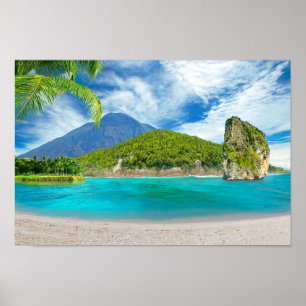 Poster Ile tropicale Sandy Beach Palm Tree Paradise