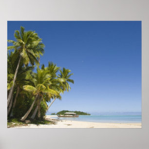 Poster Îles Cook, Aitutaki. Tour de canoë polynésien vers