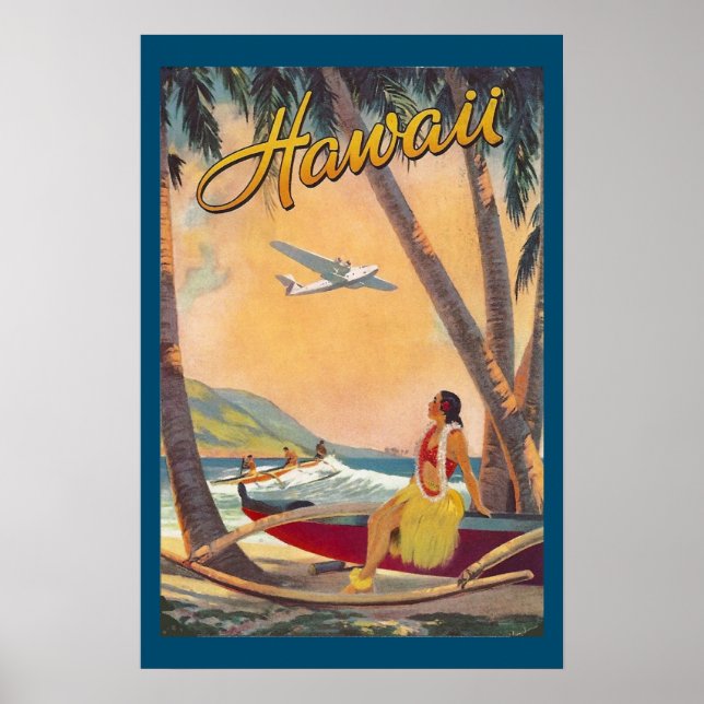 Poster Iles d'Hawaii vintage Voyage Aloha Pacifique (Devant)
