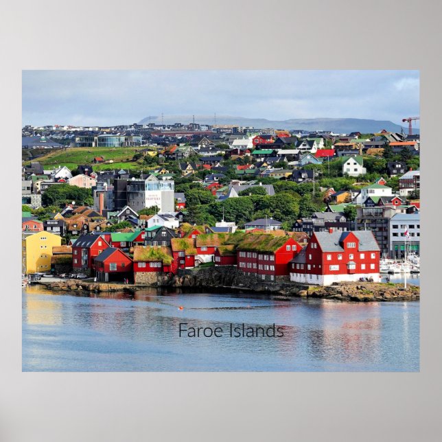 Poster Îles Féroé, vue panoramique sur Torshavn (Devant)
