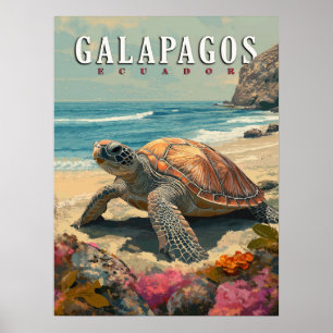 Poster Îles Galapagos Tortue géante Voyage