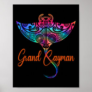 Poster Îles Grand Cayman 2025 Stingray Tribal Famille V