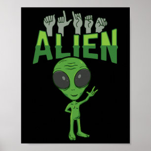 Poster ILL Alien ASL Gesture mains sourdes Perte d'auditi