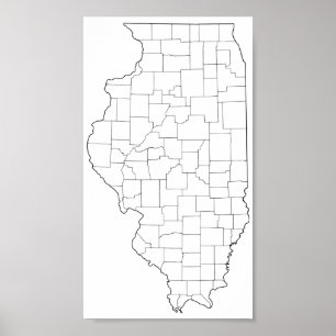 Poster Illinois Counties Blank Plan