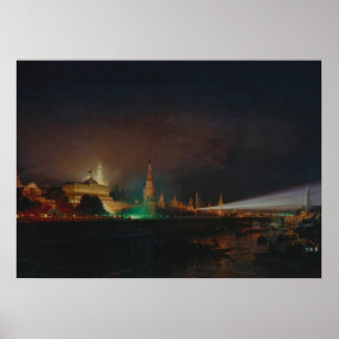 Poster Illumination de Kremlin, 1883 (huile sur la toile)