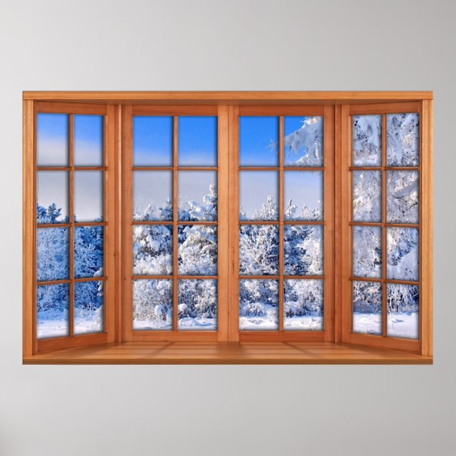 Poster Illusion de fausse fenêtre de couverture de neige  (Devant)