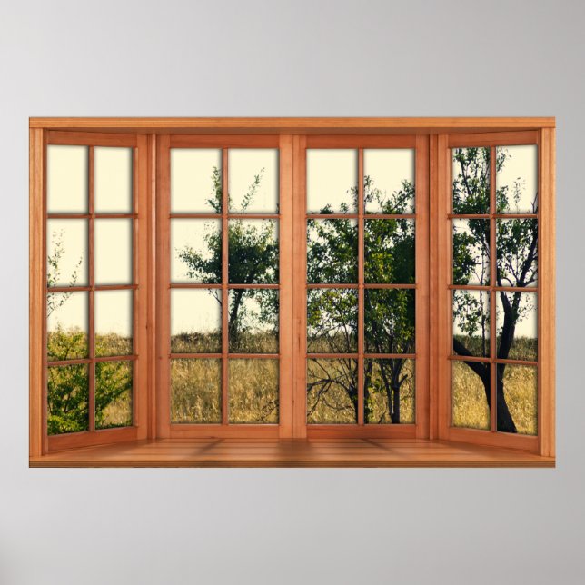 Poster Illusion de la baie de Faux Wooden (Devant)