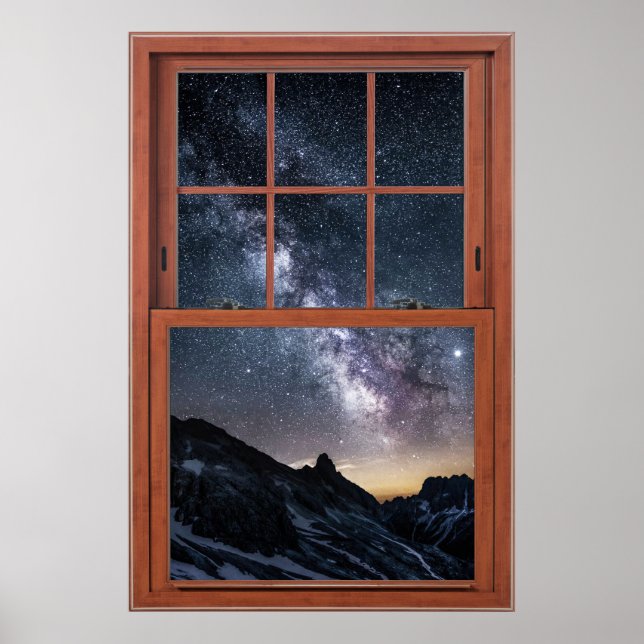 Poster Illusion de la fenêtre Ciel étoilé - Faux fenêtre (Devant)