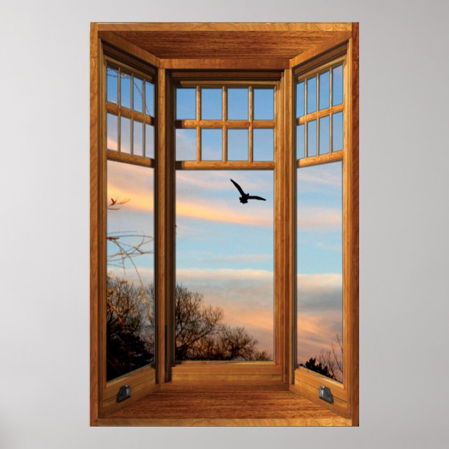 Poster Illusion de la fenêtre de Wood Bay - Country Flyin (Devant)