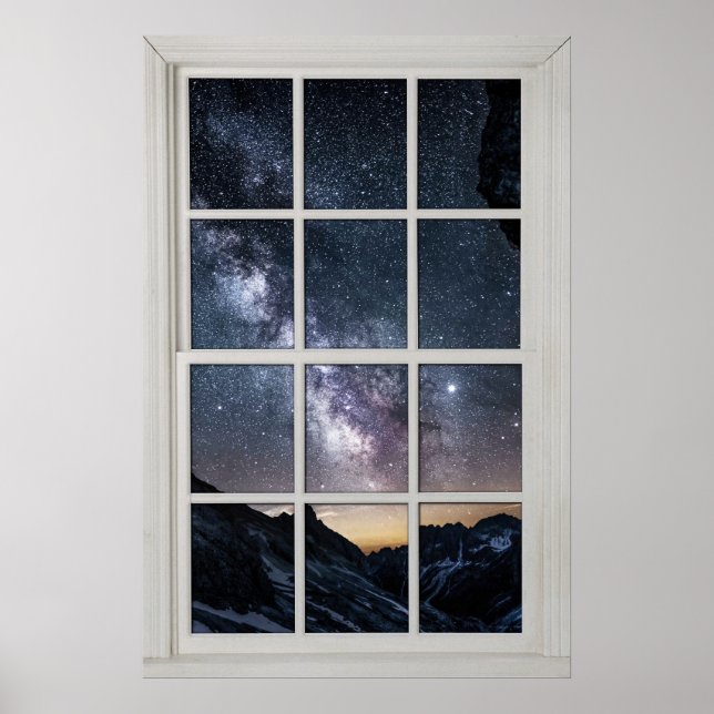 Poster Illusion du cadre blanc du ciel étoilé (Devant)