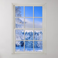 Illusion fausse fenêtre - Scène de neige fraîche