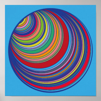 Poster Illusion optique Cercles rayés Vintages des années