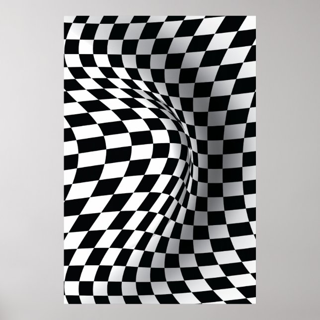Poster Illusion optique d'art noir blanc imprimé abstrait (Devant)
