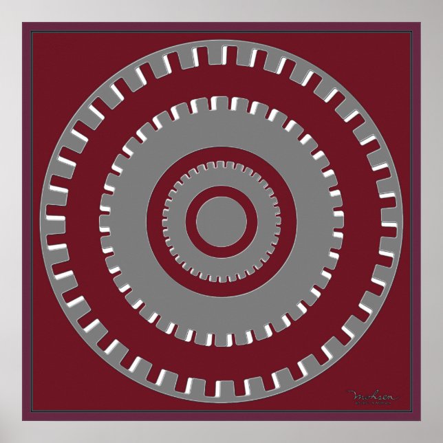 Poster Illusion optique des engrenages à mouvement lent (Devant)