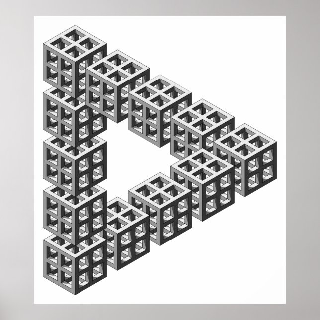 Poster Illusion optique du triangle impossible (Devant)