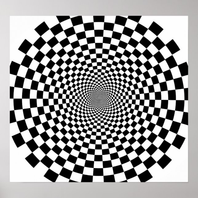 Poster Illusion optique Fleur B&W (Devant)