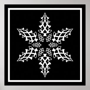 Poster Illusion optique Flocon de neige Noël Élégant