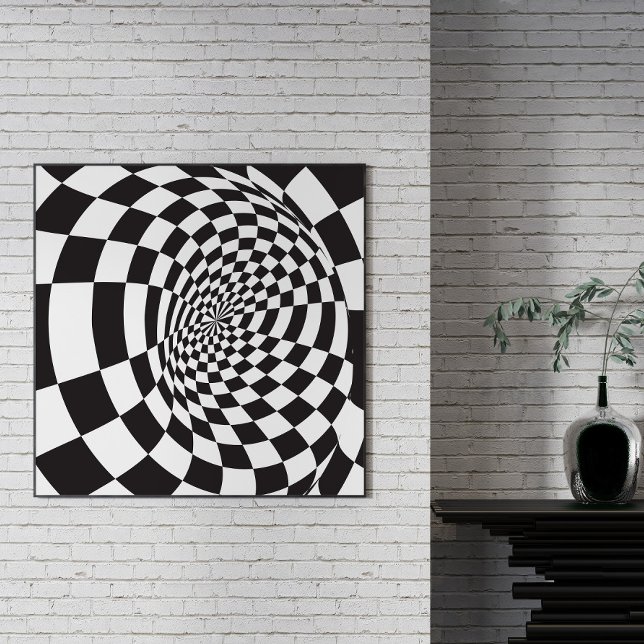 Poster Illusion optique moderne Noir et blanc (Black & white optical illusion makes the ideal decorative touch for any modern living area or office)