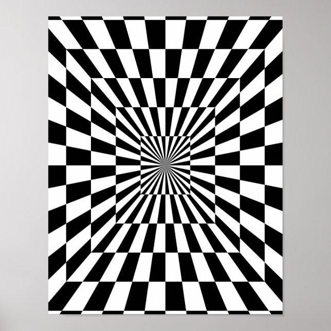 Poster Illusion optique noire et blanche (Devant)