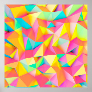 Poster Illustration 3D - Colorful low poly texture3d, abs