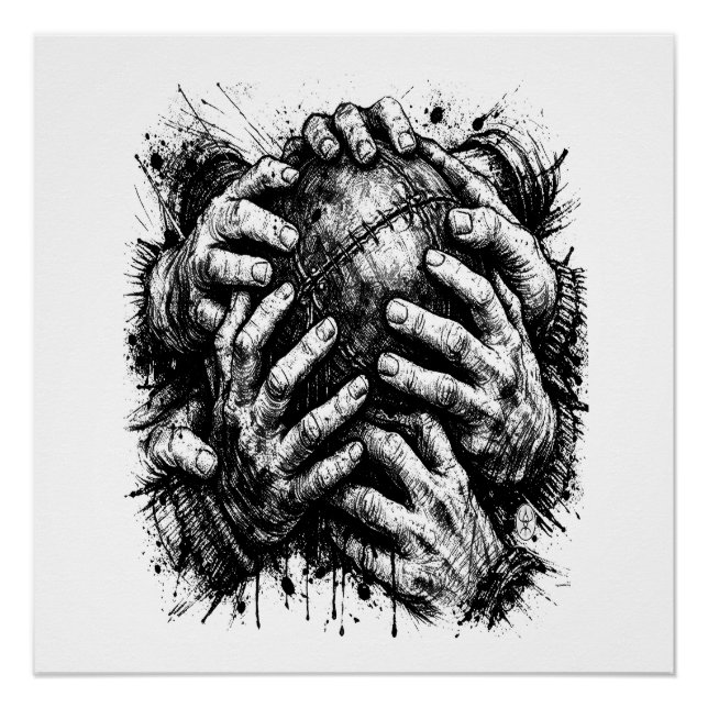 Poster Illustration à l'encre d'art sombre des Orcades –  (Devant)