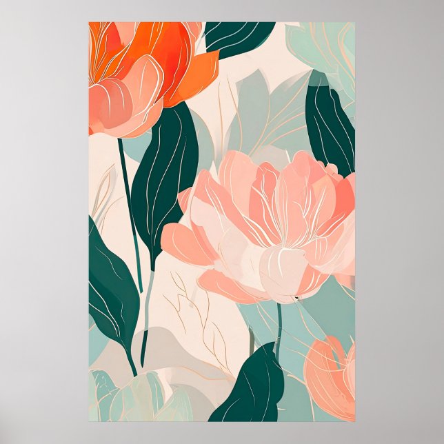 Poster Illustration Abstraite du modèle floral (Devant)
