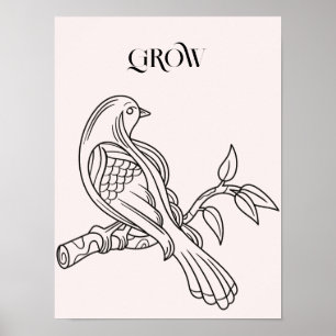 Poster Illustration Abstraite Line Art Bird
