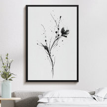 illustration Abstraite minimaliste de fleur d'encr