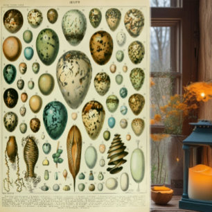 Poster Illustration antique d'histoire naturelle des œufs