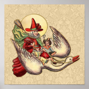 Poster Illustration Antique pour Enfants de Mère l'Oye