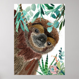 Poster Illustration aquarelle de Sloth