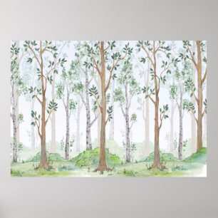 Poster Illustration aquarelle-Forêt de fées. Enfants i