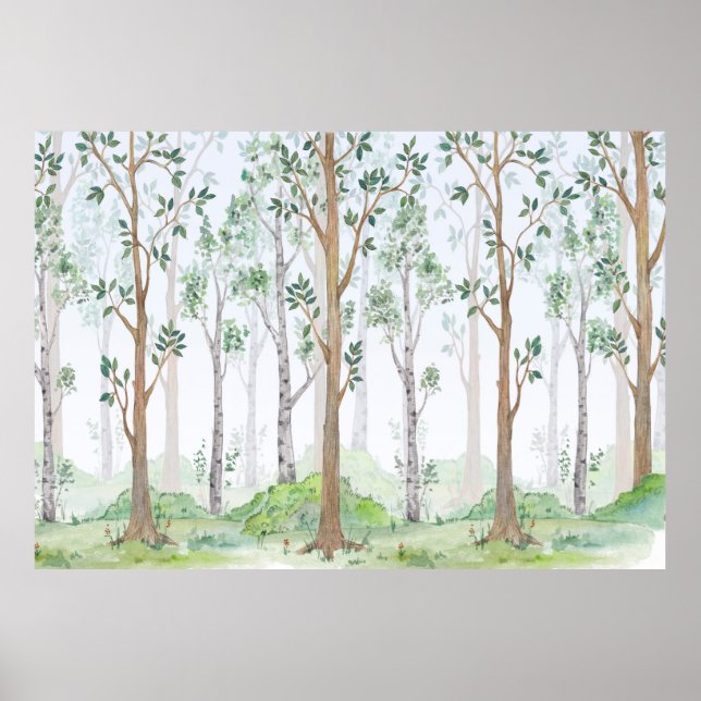 Poster Illustration aquarelle-Forêt de fées. Enfants i (Devant)