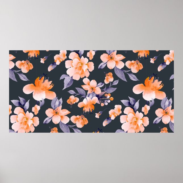 Poster Illustration arrière - plan sans couture de fleurs (Devant)