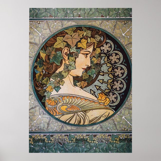 Poster Illustration Art Nouveau par Alfons Mucha (Devant)