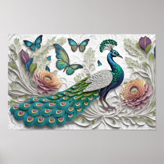 Poster Illustration artistique de paon