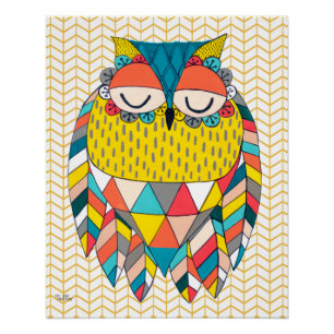 Poster Illustration audacieuse de l'oiseau tribal Aztec O